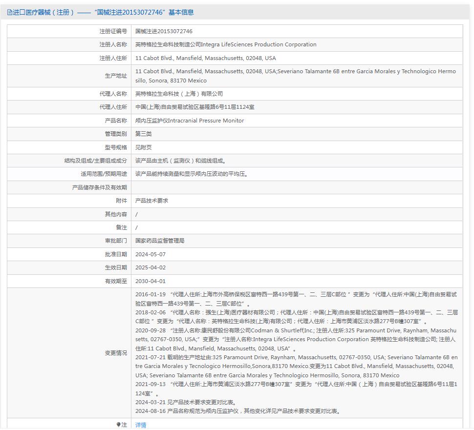 英特格拉颅内压监测仪826635